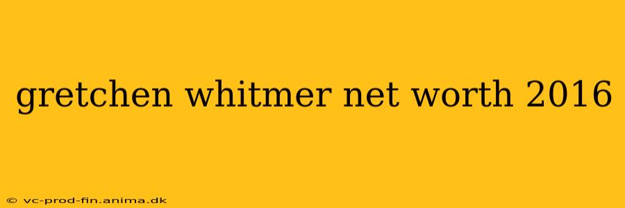 gretchen whitmer net worth 2016